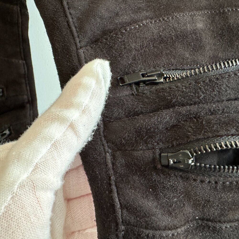 SAINT LAURENT Suede Biker Zipped Detailed Pants - Picture 5 of 13